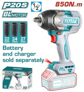 TOTAL - MASINA DE INSURUBAT CU IMPACT - 20V - 850N.m MOTOR FARA PERII (NU INCLUDE ACUMULATOR) - 1/2"