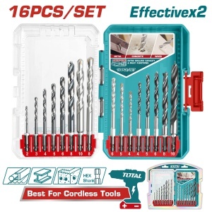 TOTAL - SET BURGHIE PENTRU METAL/BETON/LEMN 16 BUC