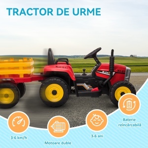 Tractor Electric Copii – 12 V cu Remorca, Muzica & Telecomanda - Img 8