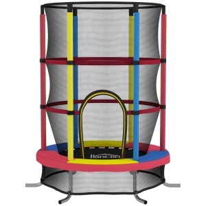 Trambulină pentru Copii 3-6 Ani cu Plasă de Siguranță, Fără Arcuri, Picioare în L, pentru Interior și Exterior, Ø160x190 cm, Multicolor