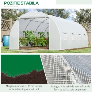 Tunnel Sera de gradina pentru plante din PE cu tevi metalice 6x3x2m Alb - Img 5