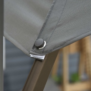 Umbrel de Gradină cu Manivelă cu Înclinare Reglabilă, Umbrelă cu Braț și Stinghii, Ø2.95x2.5 m, Gri - Img 9