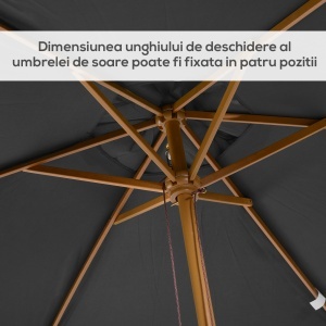Umbrelă de Grădină 2x3m din Lemn și Bambus cu 8 Stecche și Acoperire din Poliester, Gri Închis - Img 5