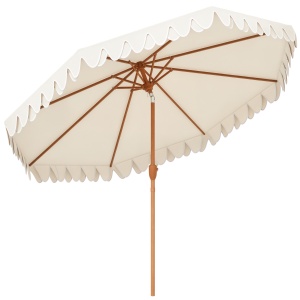 Umbrelă de Grădină cu Deschidere cu Manivelă, Fald Dublu şi Înclinabil, 2.7x2.4 m, Alb Crem - Img 1