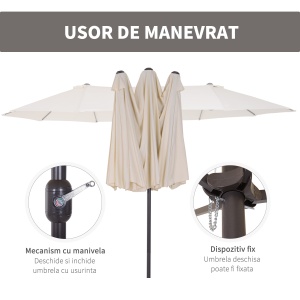 Umbrela de Gradina Impermeabila si Anti-UV Bej, 460x270x240cm - Img 5