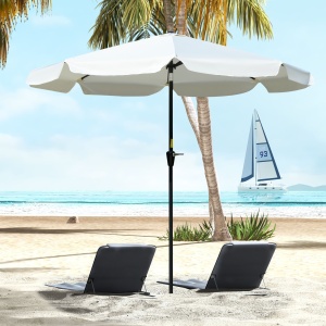 Umbrelă de Grădină Înclinabilă cu Deschidere cu Manivelă și Orificiu de Aerisire, Ø266x248.5 cm, Crem - Img 2