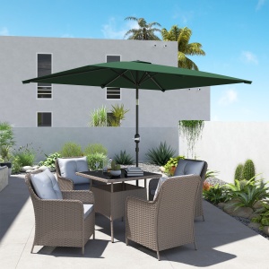 Umbrelă de Grădină Înclinabilă cu Manivelă și 6 Spiţe, 2x3 m, Verde - Img 2