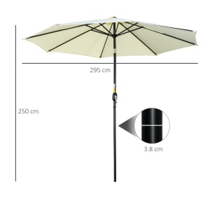 Umbrelă de Grădină Înclinabilă, cu Manivelă și Tijă Demontabilă, din Metal și Poliester, Ø295x250 cm, Albastru - Img 3
