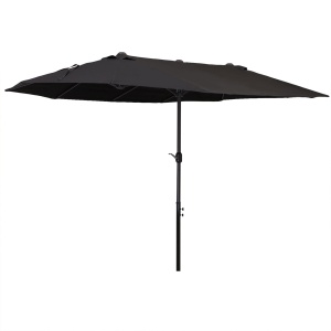 Umbrela de Soare Dubla de Gradina cu Deschidere prevazuta cu Manivela, Otel si Poliester, 460x270x240cm, Negru - Img 1