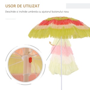 Umbrelă Hawaiană Portabilă, Acoperitoare Ø160cm, Impermeabilă, Înălțime până la 180cm - Img 5
