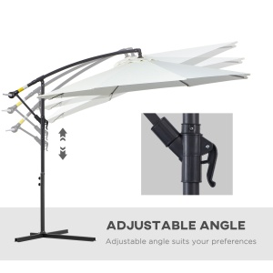 Umbrela pentru Gradina Brat cu Manivela, Φ3x2.5m, Alba - Img 6