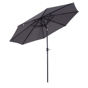 Umbrelă Rotundă de 300x250cm cu Manivelă și Funcție de Înclinare, Umbrelă de Grădină, Terasă, Exterior, Metal și Poliester Gri Închis - Img 1