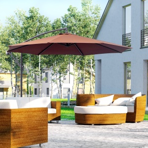 Umbrela Soare Descentrata de Gradina cu Colt Inclinabil din Metal si Poliester, Cafea, Φ3×2.6m - Img 2