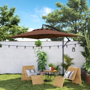 Umbrelă Suspendată cu Orificii de Ventilaţie, Bază în Cruce şi Manivelă, 3x2 m, Maro - Img 8