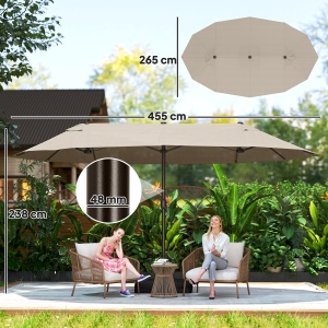 Umbrele de Gradina Dublă 460x270cm, Manuală, pentru Grădină, Familie, Negru - Img 3
