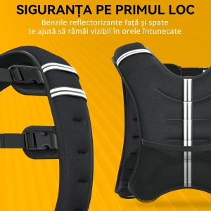Vestă de Greutate Reglabilă pentru Antrenament de Forță, 10 kg, 40x35 cm, Negru - Img 7