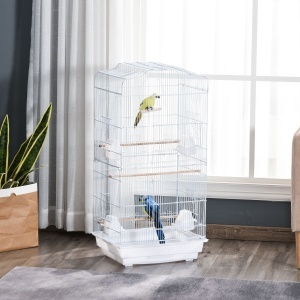 Voliera Pasari – 46,5×35,5×92 cm, Metal & Plastic Alb - Img 2