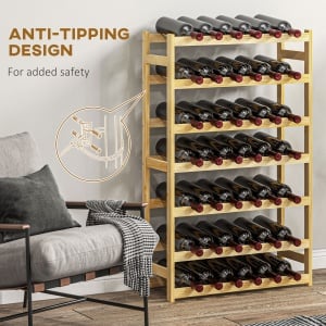 Wooden Wine Rack 42 Bottles, Narrow 7-tier Wine Holder for Home Bar - Img 6
