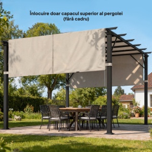 2 Bucăți Husă de Schimb pentru Pergolă, Copertină de Umbrire, Ușor de Instalată, pentru Pergolă 3 x 3(m), Bej - Img 9