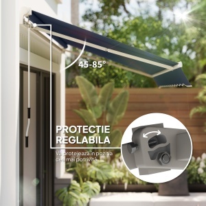3,6 x 2,5 m Copertină Retractabilă cu Manivelă pentru Terasă, Grădină, Alb Crem - Img 4