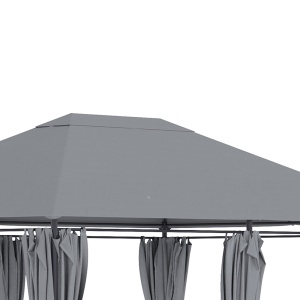 3x4 m Gazebo de Exterior din Oțel cu 6 Perdele Detașabile și Orificii de Drenaj, Gri - Img 9
