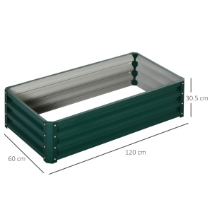 4' x 2' x 1' Pat de Gradina Galvanizat Inaltat, Cutie de Plantare din Metal Pat Inaltat pentru Legume, Flori, Plante si Plante Aromatice, Verde - Img 3