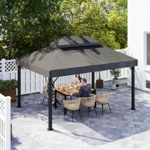 Acoperiș de rezervă pentru pavilion, 3 x 4 m, husă de rezervă cu orificii de scurgere, poliester, protecție solară, UPF30+, Gri închis - Img 4