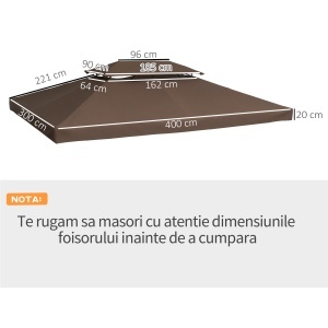 Acoperis de Schimb pentru Gazebo de Gradina, Impermeabil, Dublu Strat, 3x4 m - Img 4