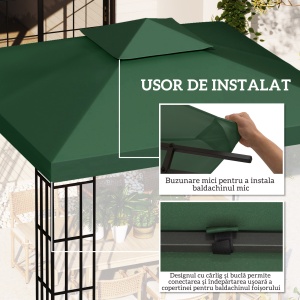 Acoperiș de Schimb pentru Gazebo pentru Grădină Dublu strat 3x3m - Img 4