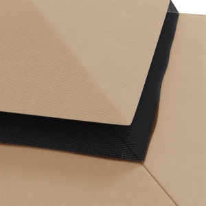 Acoperiș de Schimb pentru Pavilion 3x3 m cu 2 Niveluri, Copertină Rezistentă la Apă din Poliester 170g/㎡ cu 8 Orificii de Drenaj, Bej - Img 9