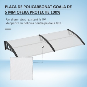 Acoperis pentru Usa sau Fereastra, Impermeabil si Anti-UV, din Policarbonat, 80x197x23 cm - Img 4