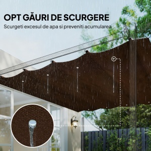 Acoperiș Pergolă Retractabil, Copertină pentru Umbră, UV30+, Gri Închis - Img 6