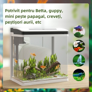Acvariu 13L din Sticla – cu Filtru, LED & Pompa pentru Pesti - Img 4