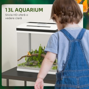 Acvariu 13L din Sticla – cu Filtru, LED & Pompa pentru Pesti - Img 7