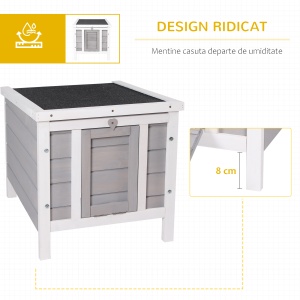 Adapost mic, din lemn, pentru iepuri, casuta pentru porcusori de Guineea, gri 46x39x30 cm - Img 5