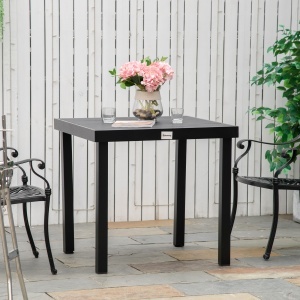 Aluminum Outdoor Patio Dining Table for 4 for Garden Lawn Backyard, Natural - Img 7