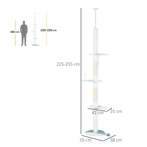Ansamblu de Joacă Reglabil pentru Pisici 225-255 cm Alb - Img 3