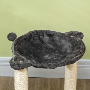 Ansamblu de pisici , turn pentru pisici cu 2 straturi pentru pisici de interior cu stalp de zgariat din sisal, pat pentru pisoi de plus, bila, 53,55x53,5x66 cm - Img 9