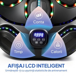 Aparat de Box Muzical Montat pe Perete cu 9 Moduri, Lumini LED și Conexiune Bluetooth, 61x48x11 cm, Negru - Img 6