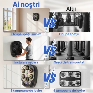 Aparat de Box Muzical Montat pe Perete cu 9 Moduri, Lumini LED și Conexiune Bluetooth, 61x48x11 cm, Negru - Img 9