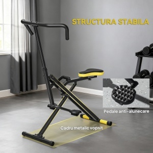 Aparat Total Crunch Pliabil cu Scaun Reglabil, din Metal și Plastic, 57x105x115 cm, Galben - Img 5