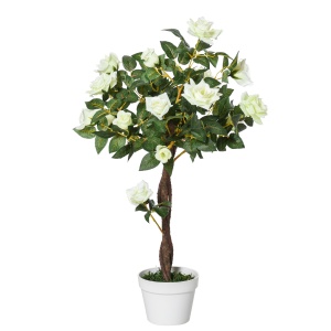 Arbore Artificial Camelia cu 21 Flori, Ghiveci Înalt, 90 cm, Plantă Decorativă Interior & Exterior - Img 1
