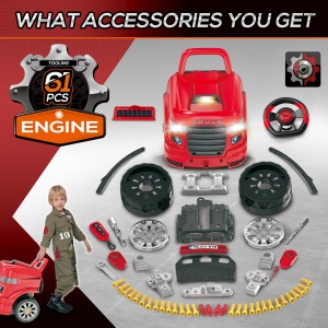 Atelier Camion Jucarie cu Motor, 61 Accesorii pentru Copii 3-5 Ani - Img 6