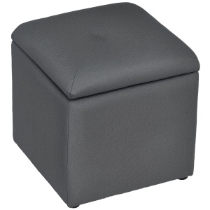 Bancă cu Spațiu de Depozitare Tip Ottoman, Tapițată cu Țesătură Respirabilă, 39x39x39 cm, Gri