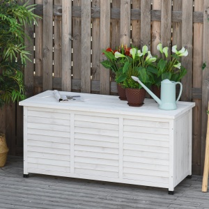 Banca Gradina 127×56×60 cm – Lemn Alb cu Spatiu Depozitare - Img 2
