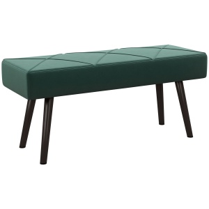 Bancă pentru Capătul Patului, Bancă cu Picioare din Oțel și Țesătură cu Efect de Catifea, 100x36x45 cm, Verde - Img 1