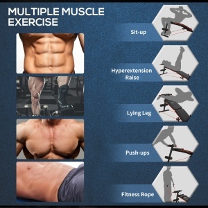 Bancă Sit‑Up Pliabilă cu Înălțime Reglabilă pentru Casă, Birou și Sală, Antrenament Abdomen & Fitness - Img 5