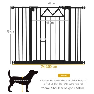 Barieră pentru câini cu 4 șuruburi reglabile și bandă adezivă, din metal și plastic, 74-100x76 cm, negru - Img 3
