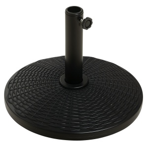 Bază pentru Umbrelă cu Stîlpi de Ø38/48 mm din Plastic cu Efect de Ratan, Ø44.5x32 cm, Negru