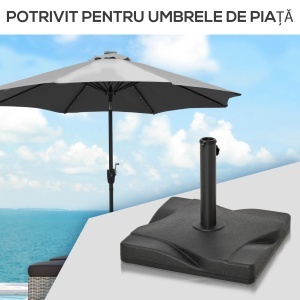 Baza pentru Umbrela din Plastic de 20 kg pentru Stalpi de 35-38-48 mm, 41,5x41,5x35cm - Img 6